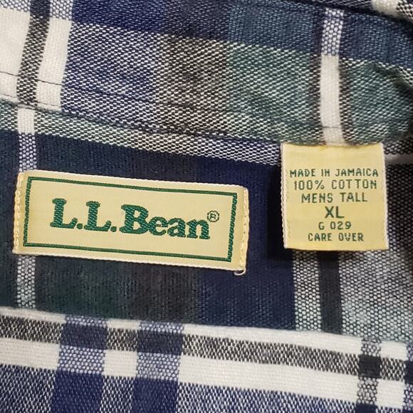 LL Bean Mens Chamois Green Plaid Flannel Button Up Shirt Sz XLT Pockets Rugged - Picture 6 of 11